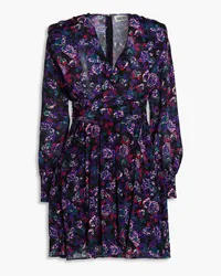 Claudie Pierlot Wrap-effect floral-print silk crepe de chine mini dress - Black Black