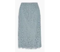 Layered lace and silk-organza midi skirt - Blue