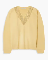 Stella McCartney Crystal-embellished ribbed wool sweater - Yellow Yellow