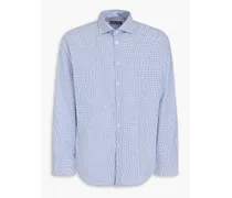 Checked cotton-poplin shirt - Blue