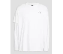 Layered printed cotton-jersey T-shirt - White