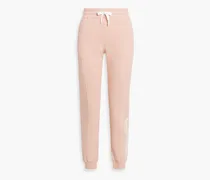 Appliquéd printed cotton-fleece track pants - Pink