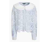 Broderie anglaise cotton blouse - Blue