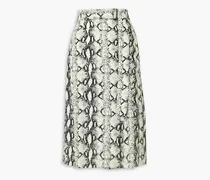 Belted snake-print crepe de chine midi skirt - Animal print