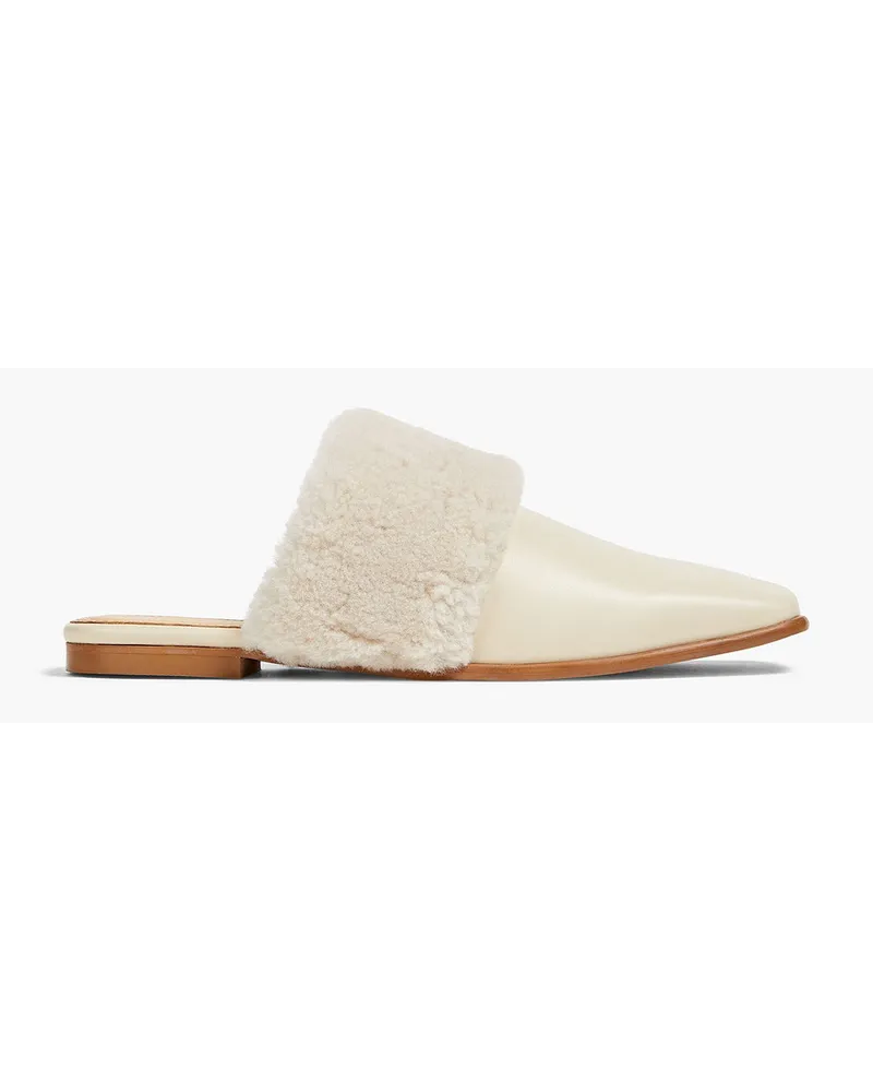 By Malene Birger Mollys shearling-trimmed leather slippers - White White