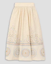 Emporio Sirenuse Suri Amalfi broderie anglaise cotton midi skirt - White White