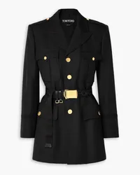 Stella McCartney Belted wool-blend twill jacket - Black Black