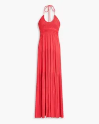 A.L.C. Cecilia tiered plissé-crepe halterneck maxi dress - Orange Orange