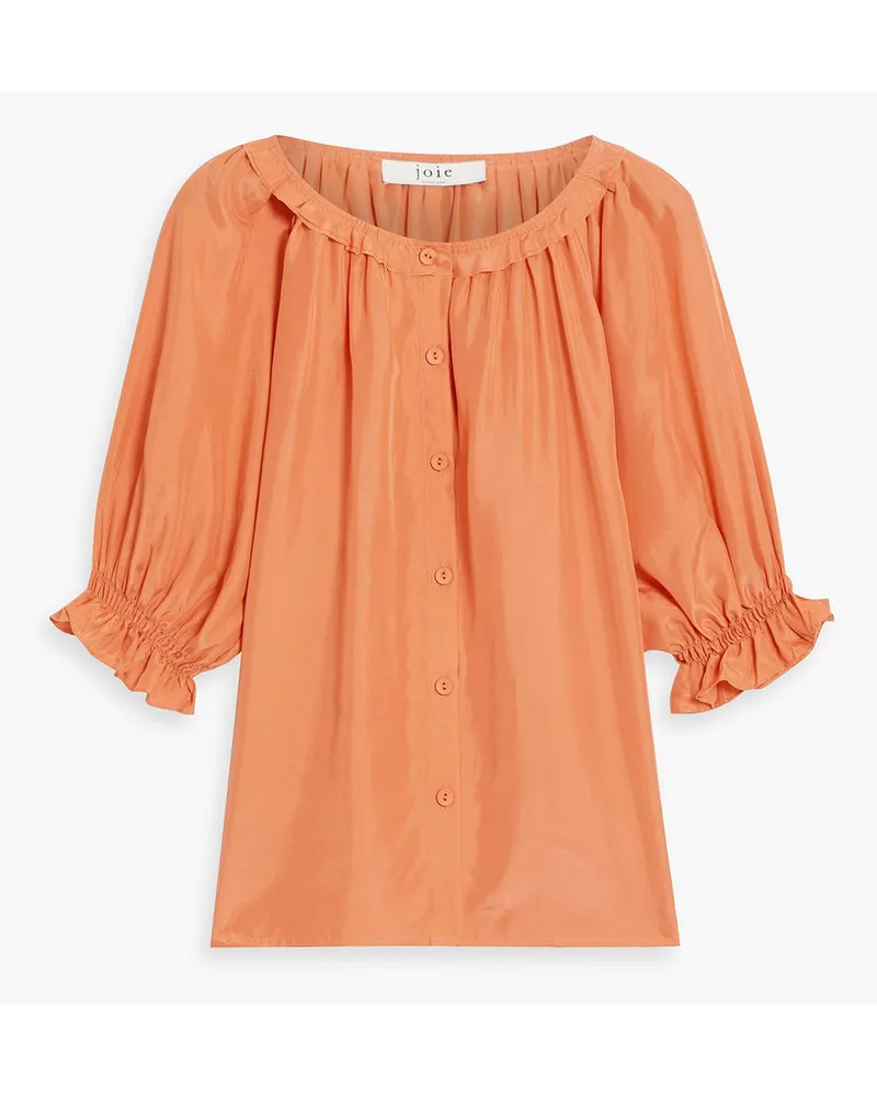 Joie Moneta ruffled washed-silk blouse - Orange Orange