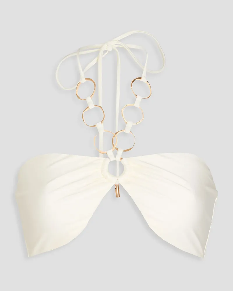 Cult Gaia Yanna cutout embellished halterneck bikini top - White White