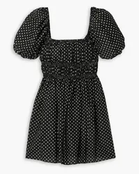 Matteau Polka-dot cotton and silk-blend voile mini dress - Black Black