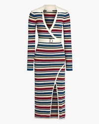 NICHOLAS Serilda wrap-effect striped ribbed-knit midi dress - Multicolor Multicolor