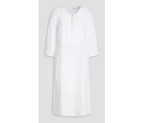 Broderie anglaise-trimmed linen midi dress - White
