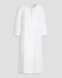 120% Lino Broderie anglaise-trimmed linen midi dress - White White