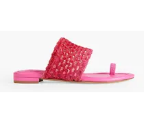 Trisha woven and leather slides - Pink