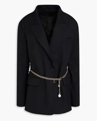 Maje Pinstriped chain-embellished crepe blazer - Black Black