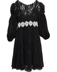 Dolce & Gabbana Embroidered corded lace and georgette mini dress - Black Black