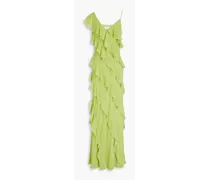 Ruffled chiffon maxi dress - Green