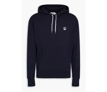 Appliquéd French cotton-terry hoodie - Blue