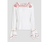 Embroidered cotton-mousseline blouse - White