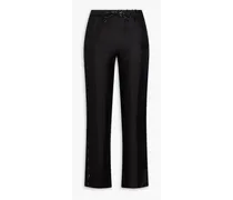 Silk-twill straight-leg pants - Black