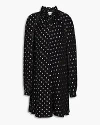 Claudie Pierlot Polka-dot metallic fil coupé crepon mini dress - Black Black