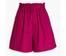 Camilia appliquéd organic cotton-poplin shorts - Purple
