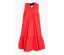 Woven cotton-poplin mini dress - Red