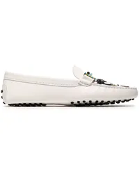 TOD'S Glittered appliquéd leather loafers - White White