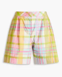 Moschino Pleated gingham cotton-mousseline shorts - Green Green