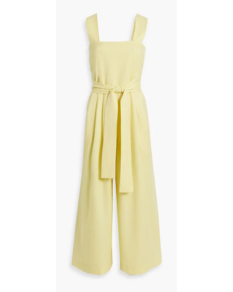 King & Tuckfield Pleated wool-twill wide-leg jumpsuit - Yellow Yellow