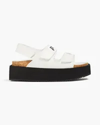 Palm Angels Printed leather platform sandals - White White