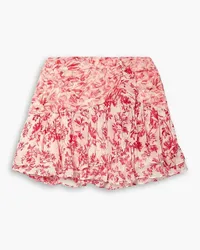 LoveShackFancy Rhodes floral-print silk-crepon mini skirt - Pink Pink