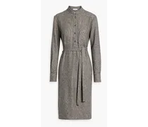 Isabelle belted wool-blend tweed shirt dress - Gray