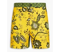 Lucas two-tone floral-print linen shorts - Yellow