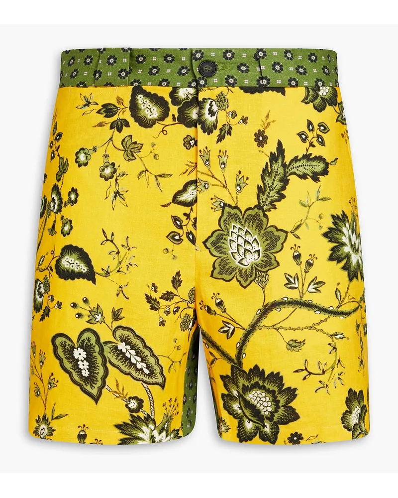 Erdem Lucas floral-print linen shorts - Yellow Yellow