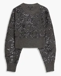 Rag & Bone Liza cropped sequin-embellished ribbed wool-blend sweater - Gray Gray