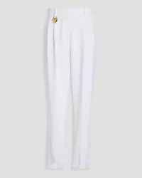 Moschino Embellished pleated crepe straight-leg pants - White White