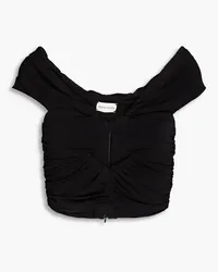 Magda Butrym Cropped cutout wool-blend jersey top - Black Black