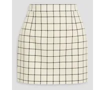 Checked wool-jacquard mini skirt - White