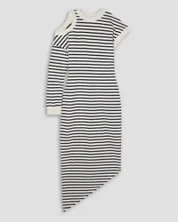 A.W.A.K.E. Asymmetric striped cotton-jersey dress - White White