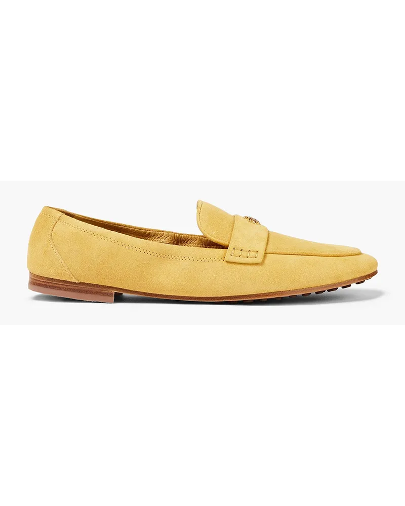 Tory Burch Appliquéd suede loafers - Yellow Yellow