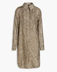 Brunello Cucinelli Paisley-print silk-satin mini shirt dress - Neutral Neutral