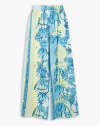 Emporio Sirenuse Jade floral-print cotton-voile wide-leg pants - Blue Blue