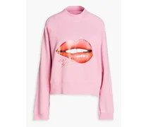 Oversized printed cotton-fleece sweatshirt - Pink