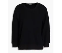 Waffle-knit cotton and cashmere-blend sweatshirt - Black