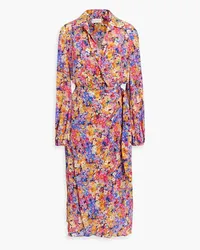 Rebecca Vallance Through The Grapevine wrap-effect floral-print silk crepe de chine dress - Purple Purple