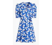 Elodie floral-print cotton-jacquard mini dress - Blue