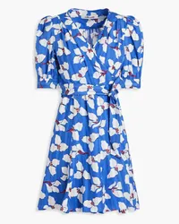 Diane von Furstenberg Elodie floral-print cotton-jacquard mini dress - Blue Blue