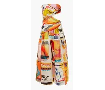 Brightside strapless cutout printed silk-organza midi dress - Multicolor